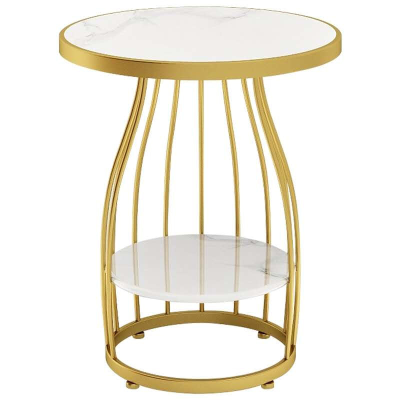 24.8 inch Tall Frame Metal Side Table with Shelf Glam Side End Table