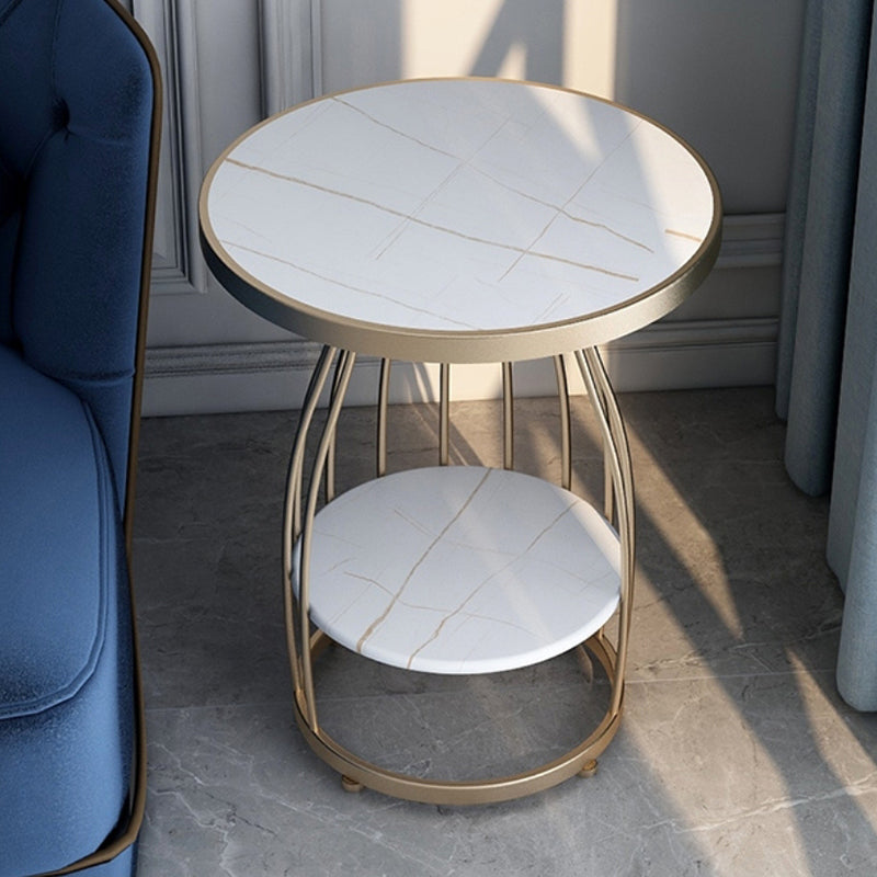 24.8 inch Tall Frame Metal Side Table with Shelf Glam Side End Table