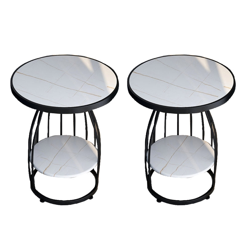 24.8 inch Tall Frame Metal Side Table with Shelf Glam Side End Table