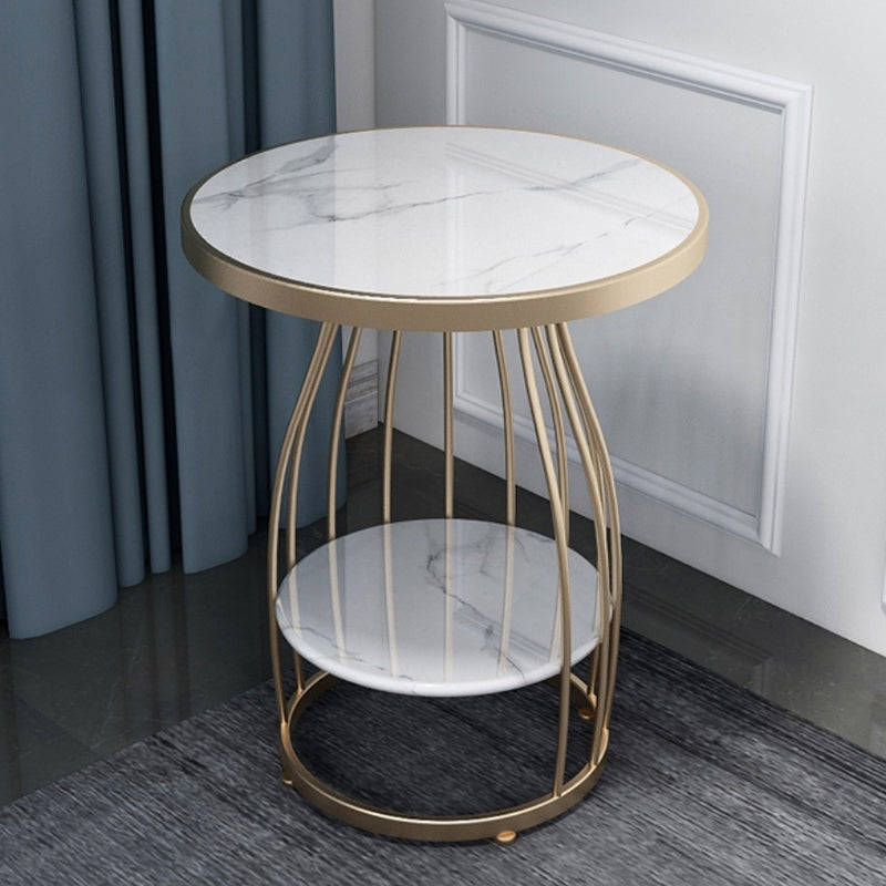 24.8 inch Tall Frame Metal Side Table with Shelf Glam Side End Table