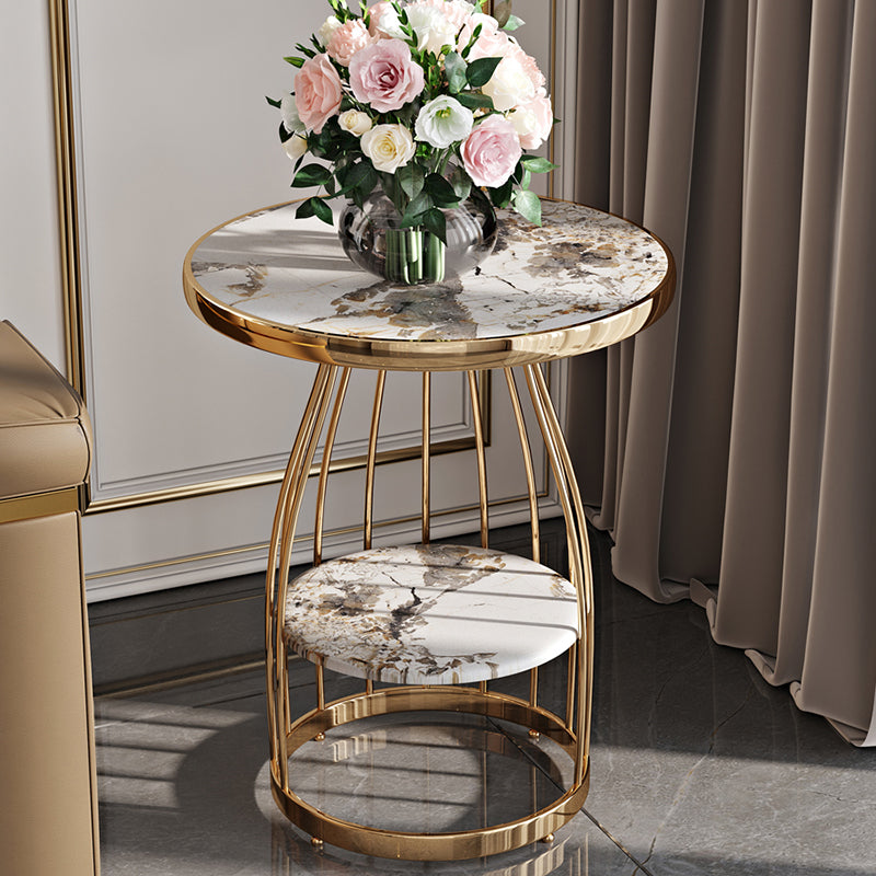 23.6" Tall Round End Table 2-Tier Metal Accent Side Table for Living Room