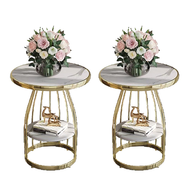 23.6" Tall Round End Table 2-Tier Metal Accent Side Table for Living Room