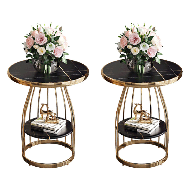 23.6" Tall Round End Table 2-Tier Metal Accent Side Table for Living Room