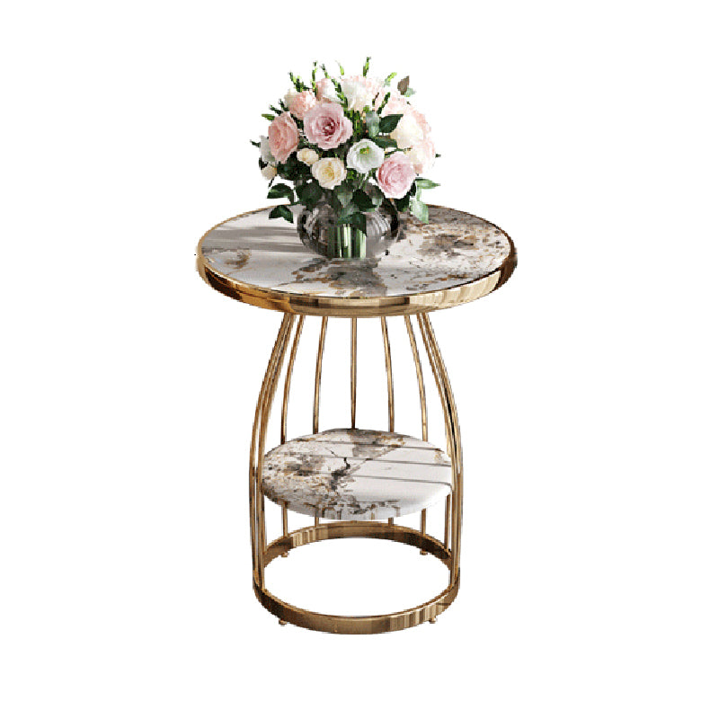 23.6" Tall Round End Table 2-Tier Metal Accent Side Table for Living Room