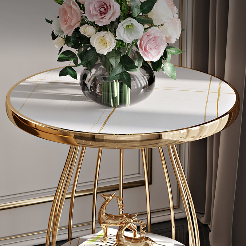 23.6" Tall Round End Table 2-Tier Metal Accent Side Table for Living Room