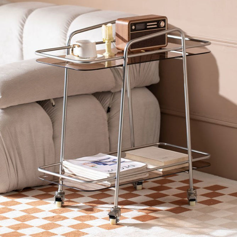 25.6" Tall Glass End Table Rectangular Clear Accent Side Table