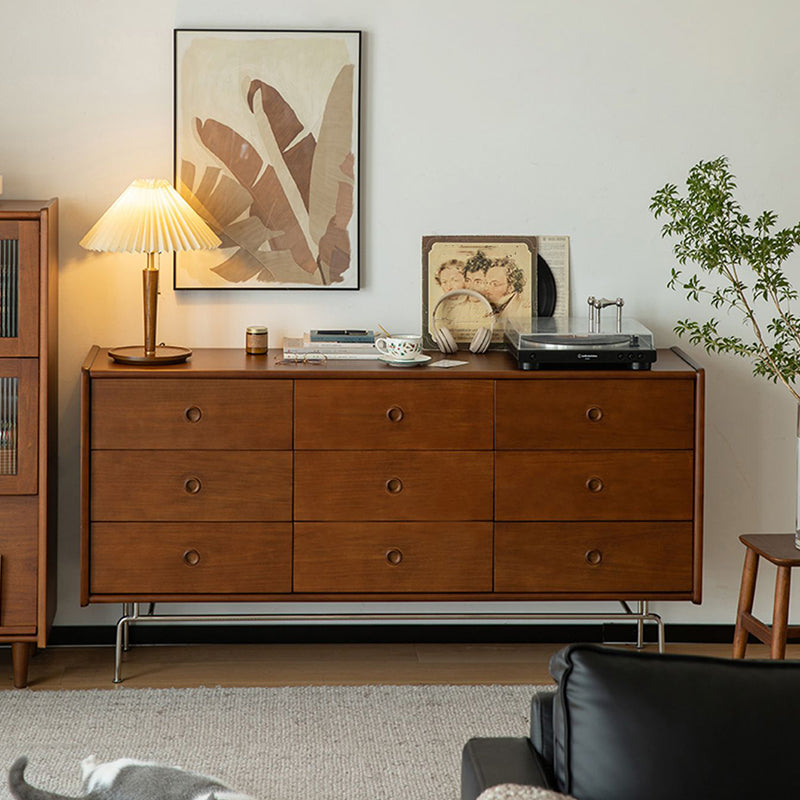 Minimalism Brown Accent Chest Rectangle Chest with Drawers for Living Room
