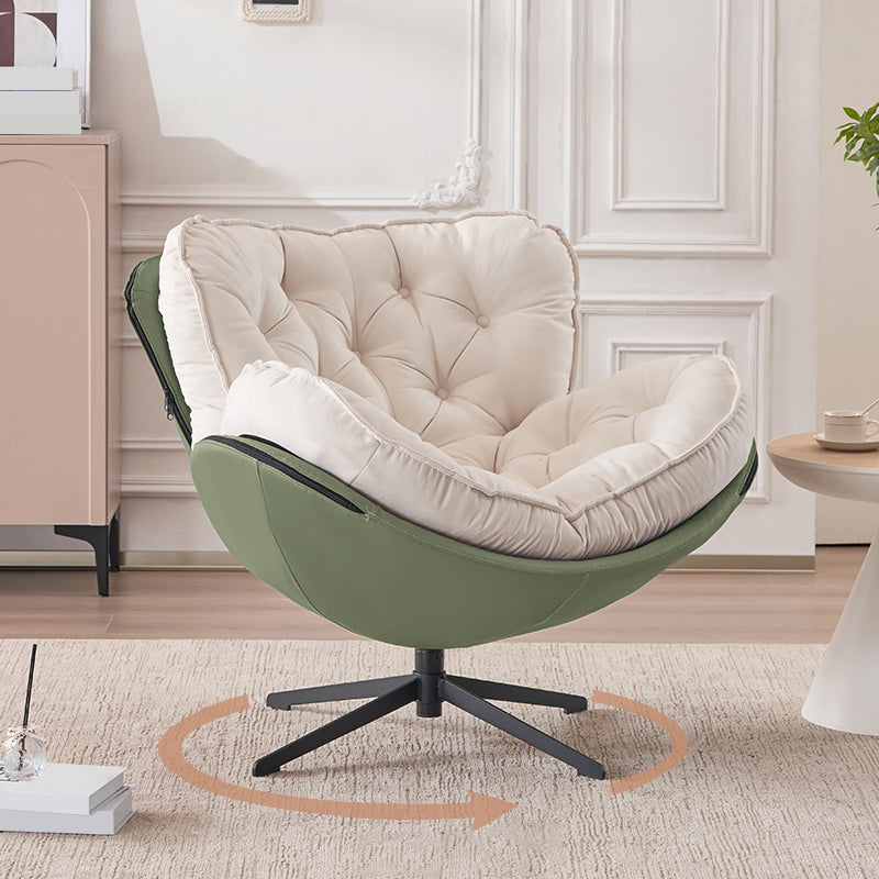 Tufted Back Lounge Accent Chair Swivel Side Chair with 4-Star Legs