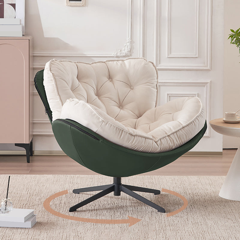 Tufted Back Lounge Accent Chair Swivel Side Chair with 4-Star Legs