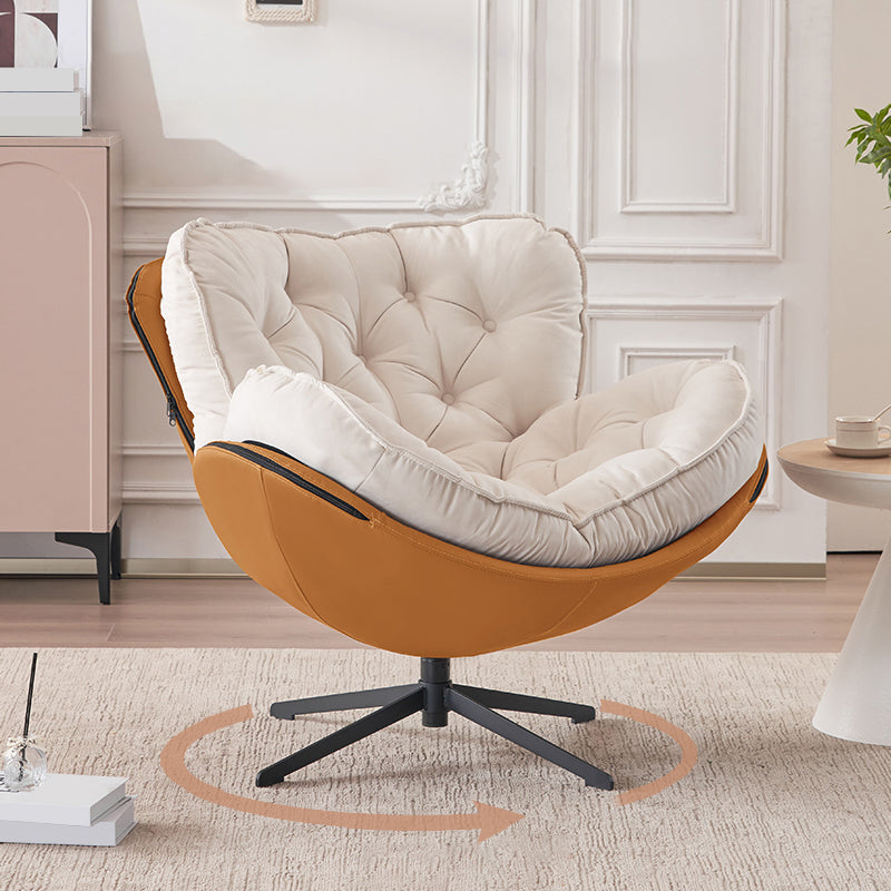 Tufted Back Lounge Accent Chair Swivel Side Chair with 4-Star Legs