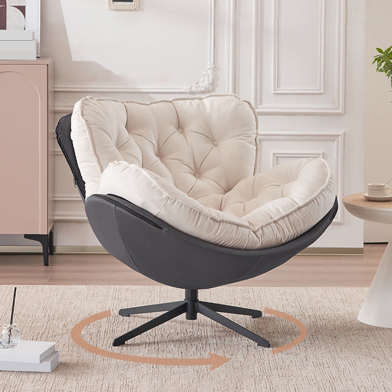 Tufted Back Lounge Accent Chair Swivel Side Chair with 4-Star Legs