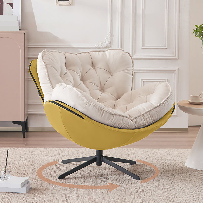 Tufted Back Lounge Accent Chair Swivel Side Chair with 4-Star Legs