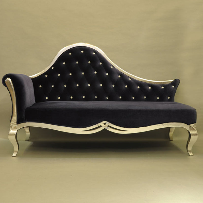 Glam Upholstered Chaise Lounge Couch Rolled Arms Chaise Lounge Chair