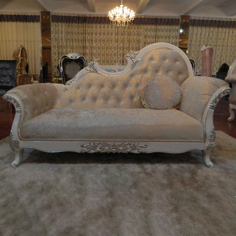 Glam Upholstered Chaise Lounge Couch Rolled Arms Chaise Lounge Chair