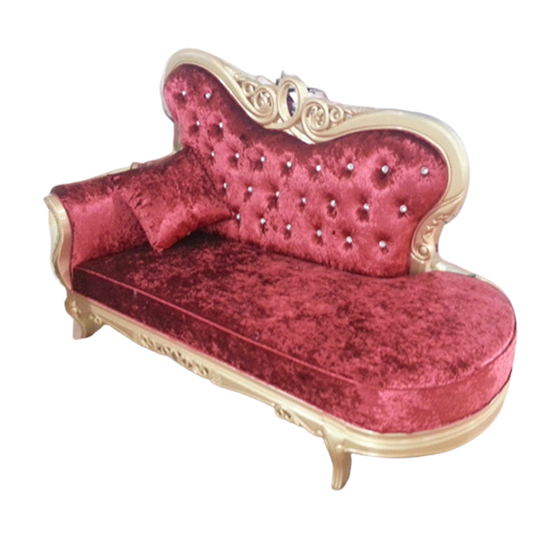 Glam Upholstered Chaise Lounge Couch Rolled Arms Chaise Lounge Chair