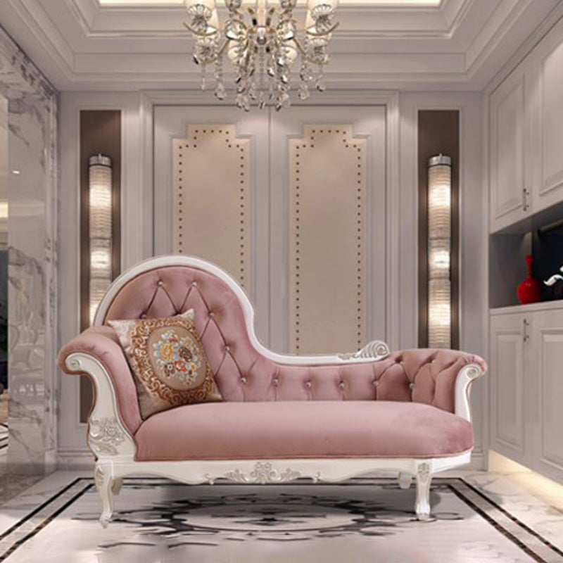 Glam Upholstered Chaise Lounge Couch Rolled Arms Chaise Lounge Chair