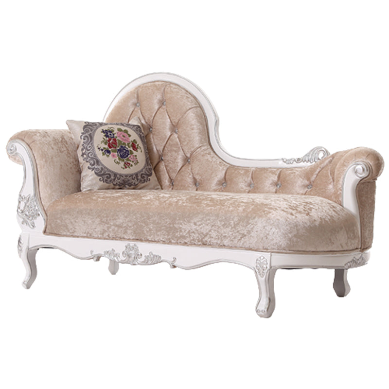 Glam Upholstered Chaise Lounge Couch Rolled Arms Chaise Lounge Chair