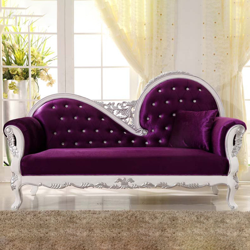 Glam Upholstered Chaise Lounge Couch Rolled Arms Chaise Lounge Chair