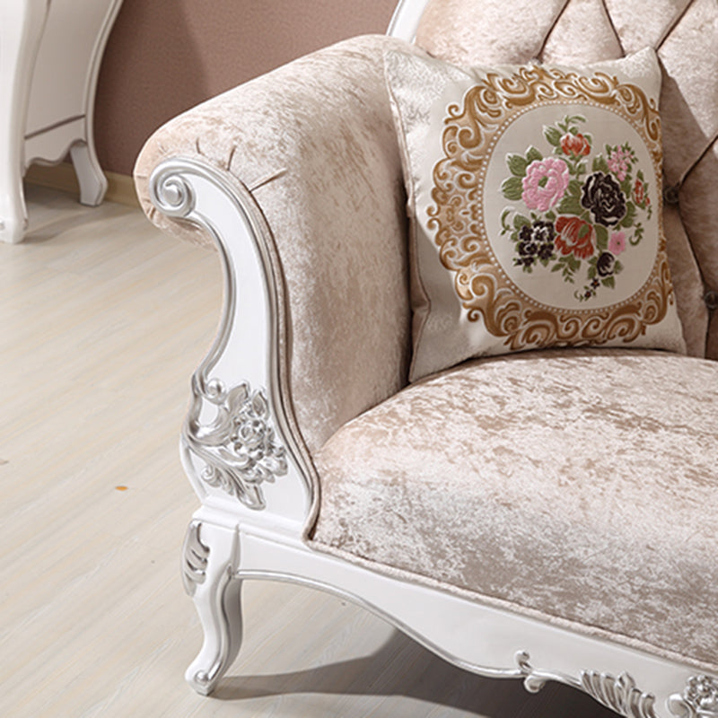 Glam Upholstered Chaise Lounge Couch Rolled Arms Chaise Lounge Chair