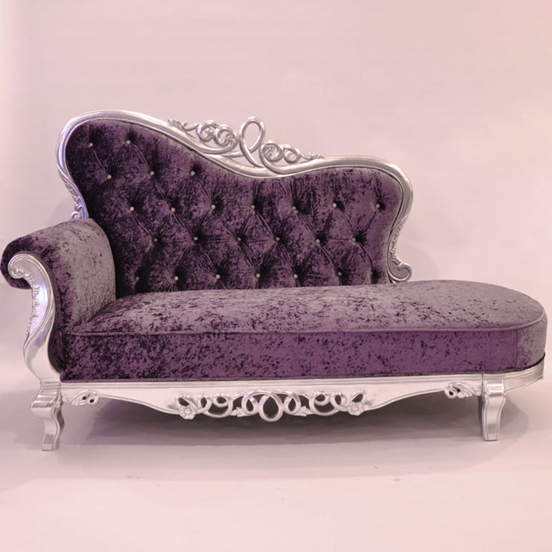 Glam Upholstered Chaise Lounge Couch Rolled Arms Chaise Lounge Chair