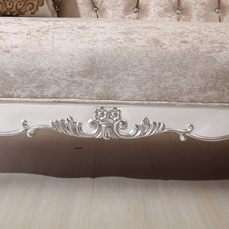 Glam Upholstered Chaise Lounge Couch Rolled Arms Chaise Lounge Chair