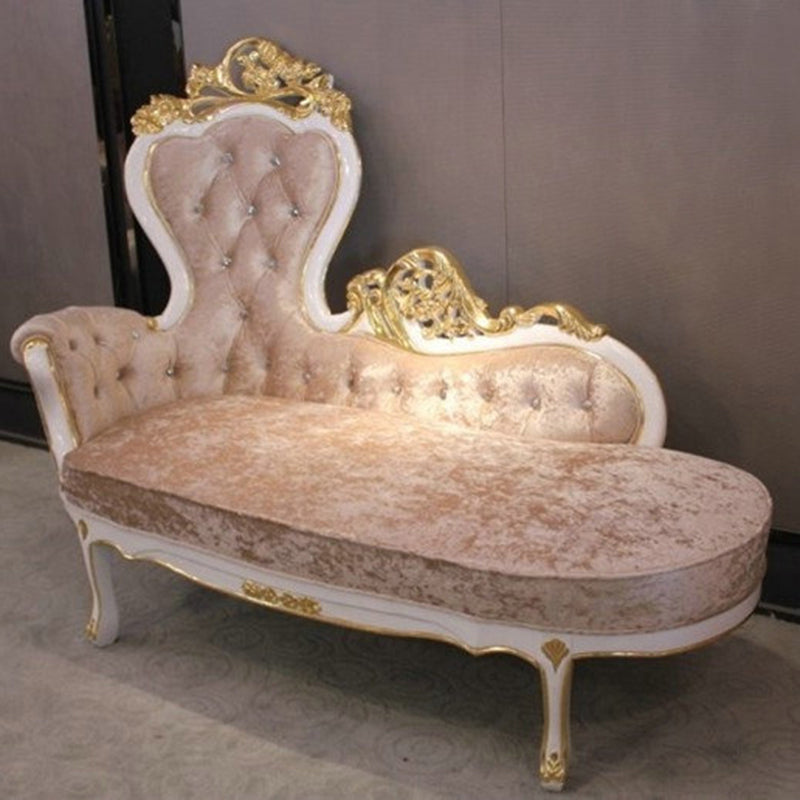 Glam Upholstered Chaise Lounge Couch Rolled Arms Chaise Lounge Chair