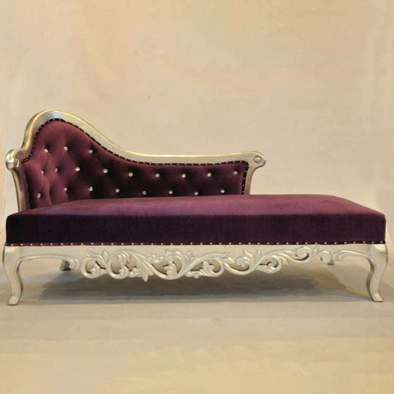 Glam Upholstered Chaise Lounge Couch Rolled Arms Chaise Lounge Chair