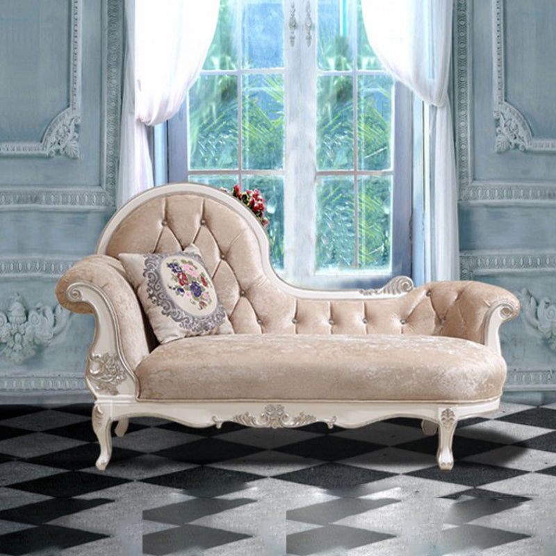 Glam Upholstered Chaise Lounge Couch Rolled Arms Chaise Lounge Chair