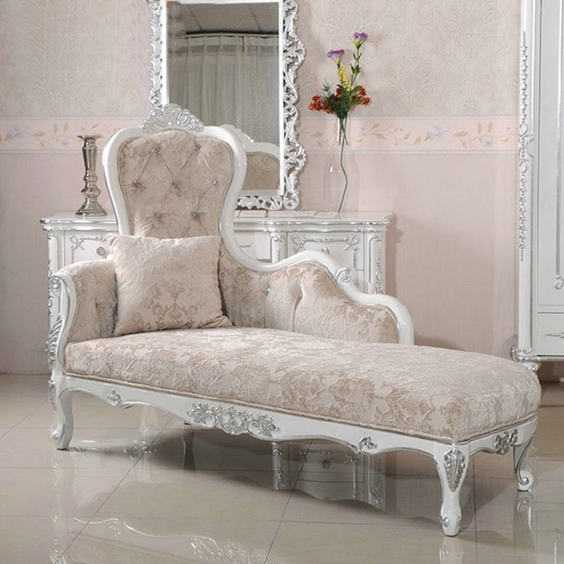 Glam Upholstered Chaise Lounge Couch Rolled Arms Chaise Lounge Chair