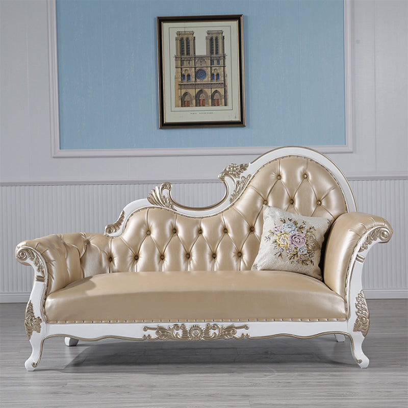 Glam Upholstered Chaise Lounge Couch Rolled Arms Chaise Lounge Chair