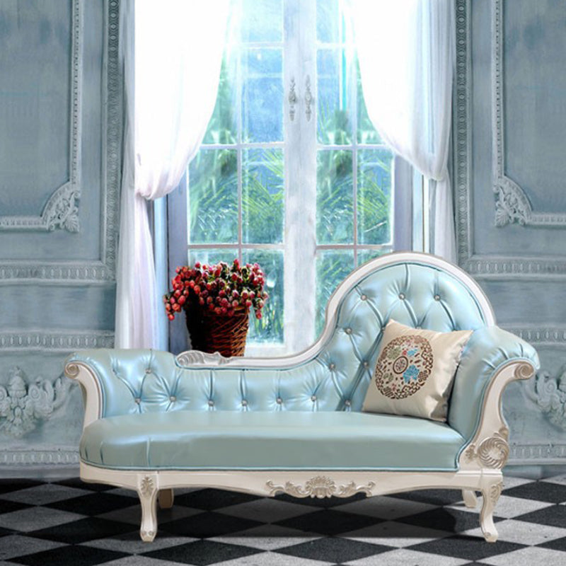 Glam Upholstered Chaise Lounge Couch Rolled Arms Chaise Lounge Chair