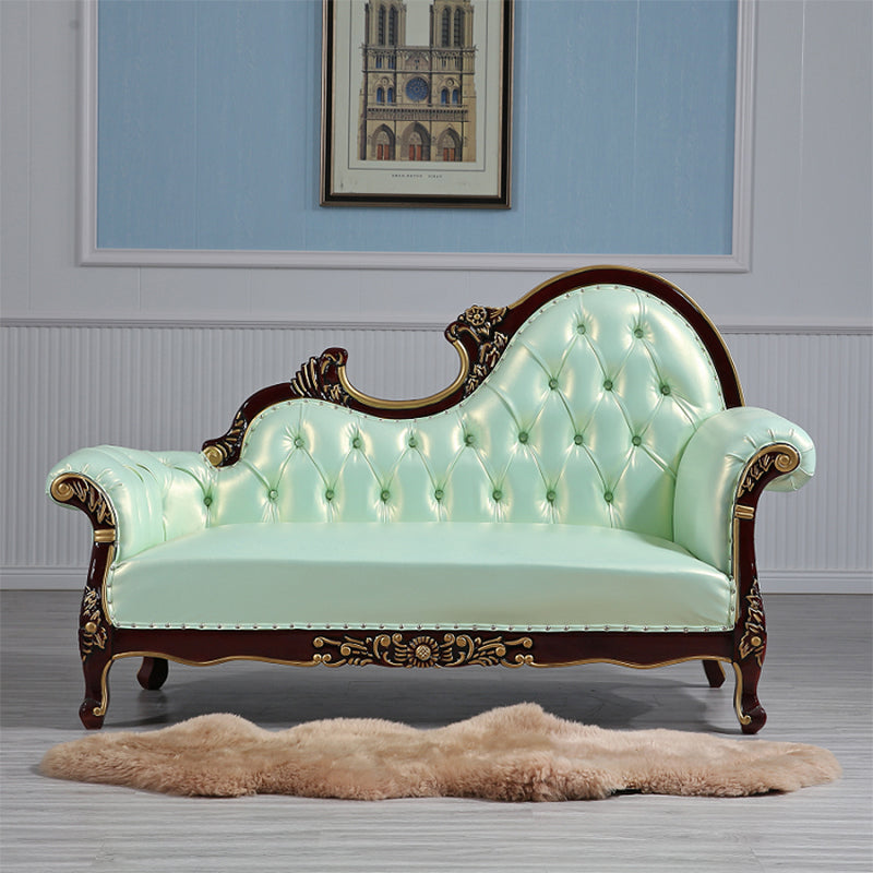 Glam Upholstered Chaise Lounge Couch Rolled Arms Chaise Lounge Chair