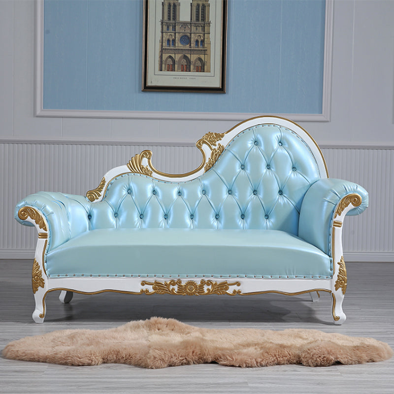 Glam Upholstered Chaise Lounge Couch Rolled Arms Chaise Lounge Chair