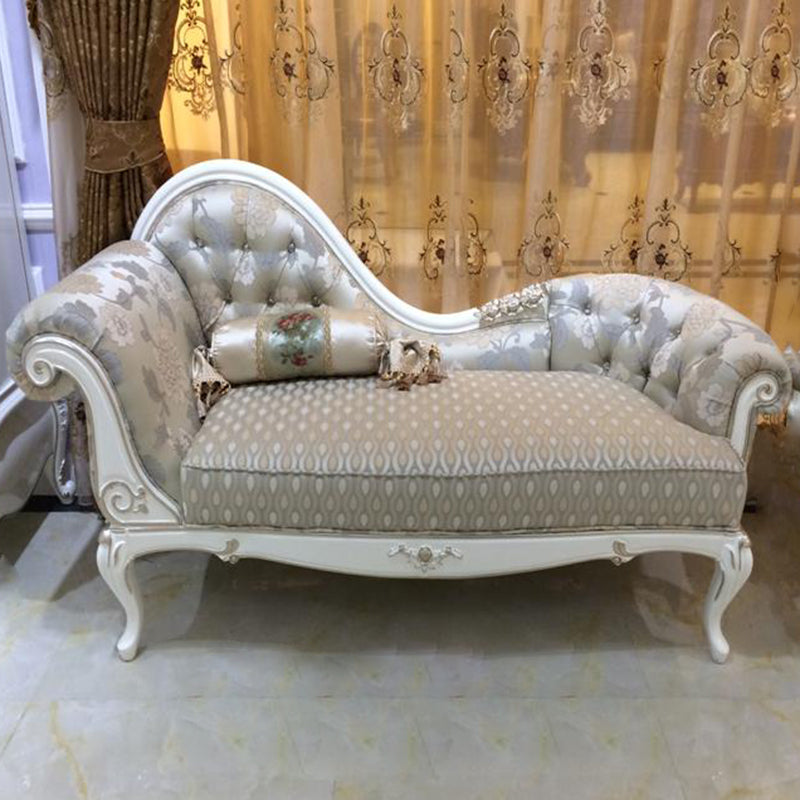 Glam Upholstered Chaise Lounge Couch Rolled Arms Chaise Lounge Chair