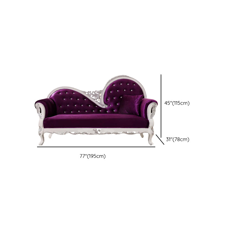 Glam Upholstered Chaise Lounge Couch Rolled Arms Chaise Lounge Chair