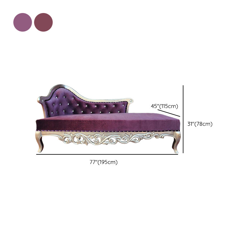 Glam Upholstered Chaise Lounge Couch Rolled Arms Chaise Lounge Chair