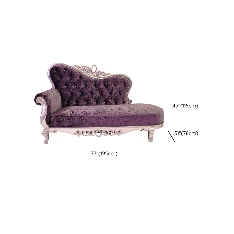 Glam Upholstered Chaise Lounge Couch Rolled Arms Chaise Lounge Chair