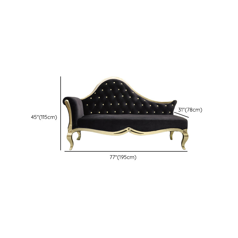 Glam Upholstered Chaise Lounge Couch Rolled Arms Chaise Lounge Chair