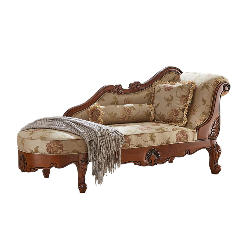 Living Room Chaise Rolled Arms Traditional Chaise Lounge with Cotton Upholster