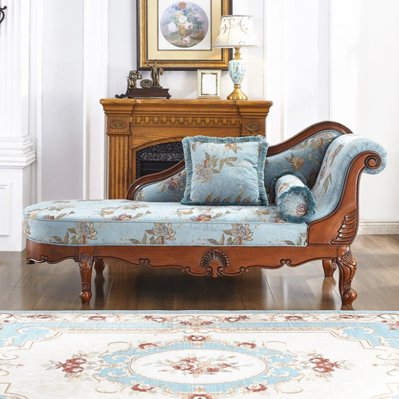 Living Room Chaise Rolled Arms Traditional Chaise Lounge with Cotton Upholster