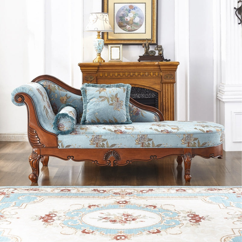 Living Room Chaise Rolled Arms Traditional Chaise Lounge with Cotton Upholster