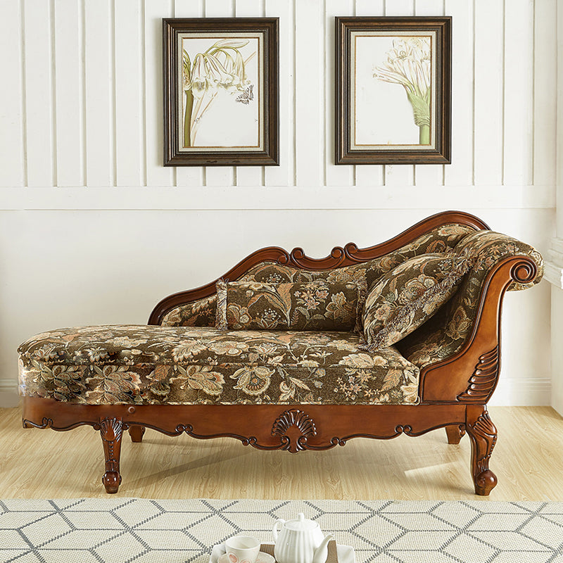 Living Room Chaise Rolled Arms Traditional Chaise Lounge with Cotton Upholster