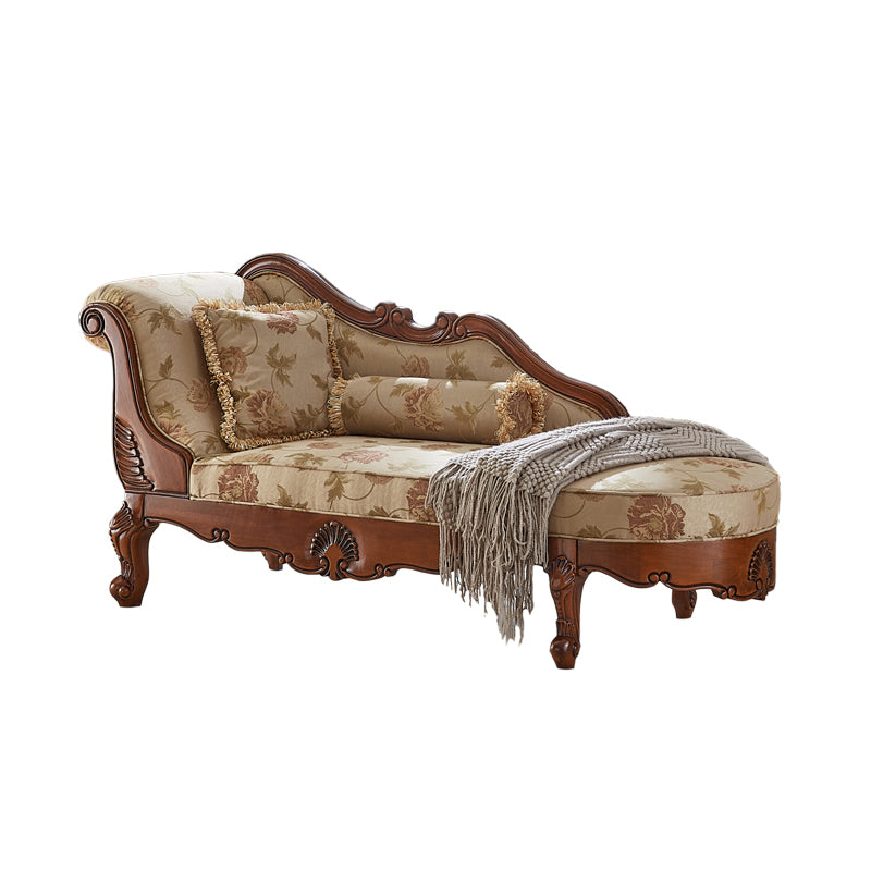Living Room Chaise Rolled Arms Traditional Chaise Lounge with Cotton Upholster
