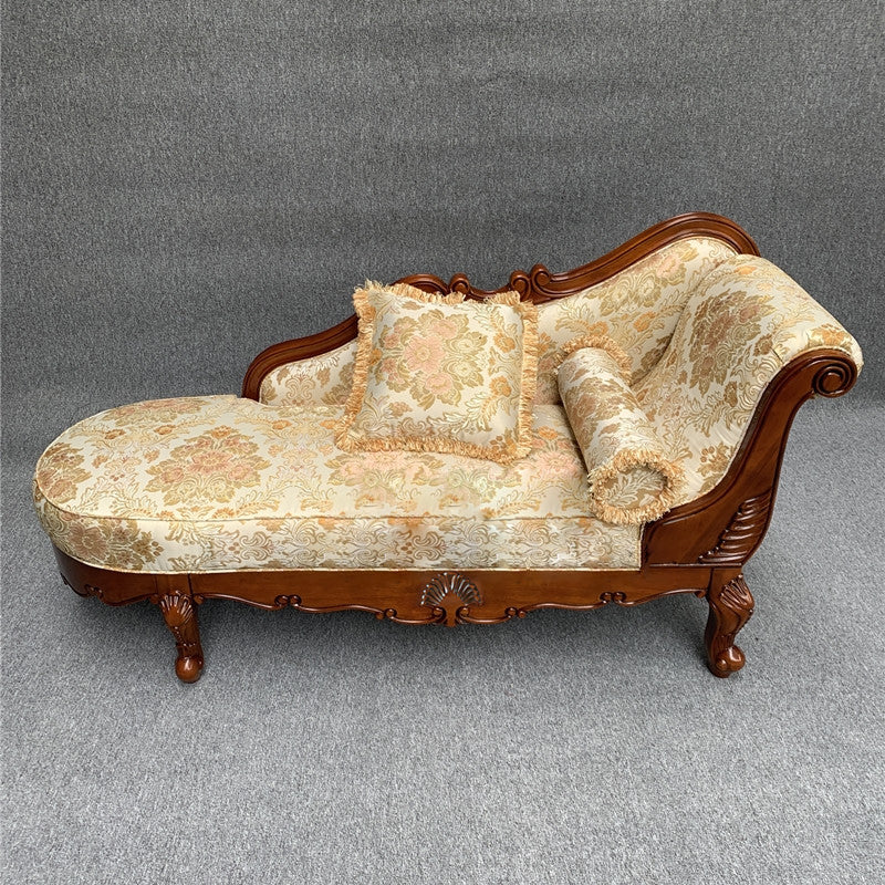 Living Room Chaise Rolled Arms Traditional Chaise Lounge with Cotton Upholster