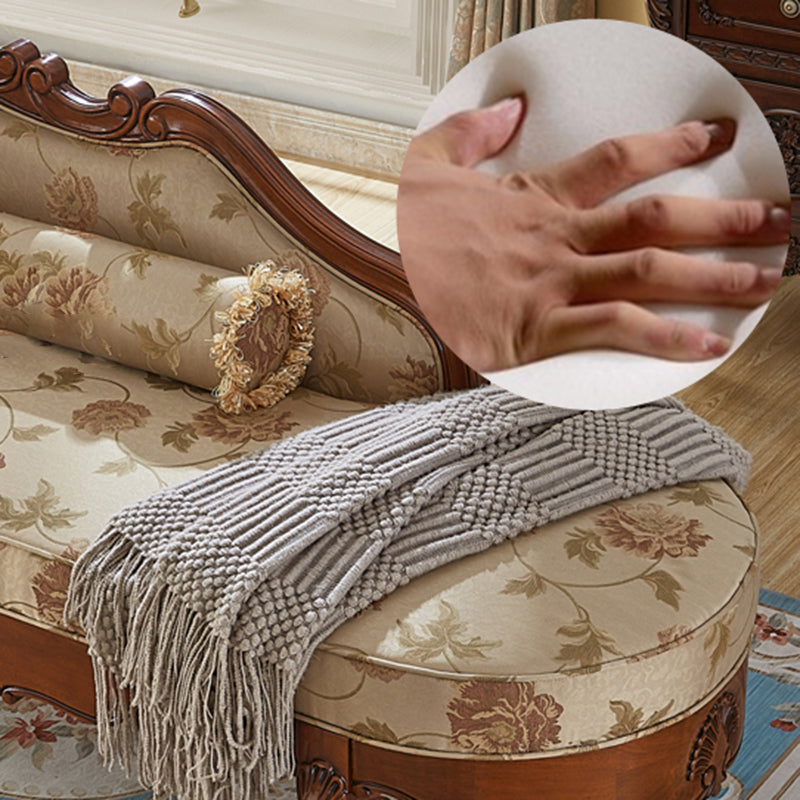 Living Room Chaise Rolled Arms Traditional Chaise Lounge with Cotton Upholster