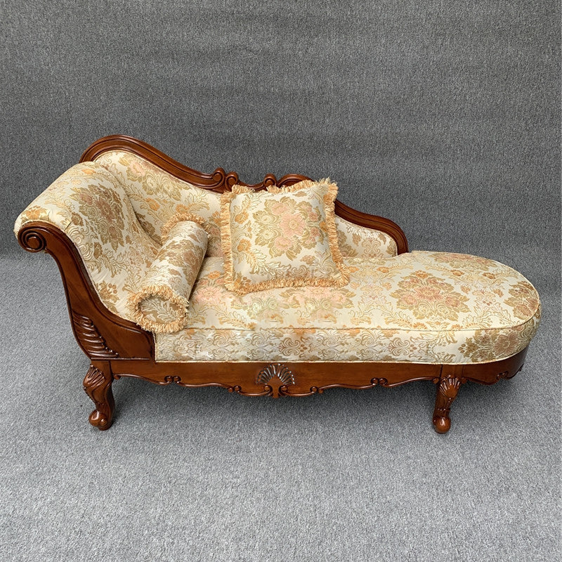 Living Room Chaise Rolled Arms Traditional Chaise Lounge with Cotton Upholster