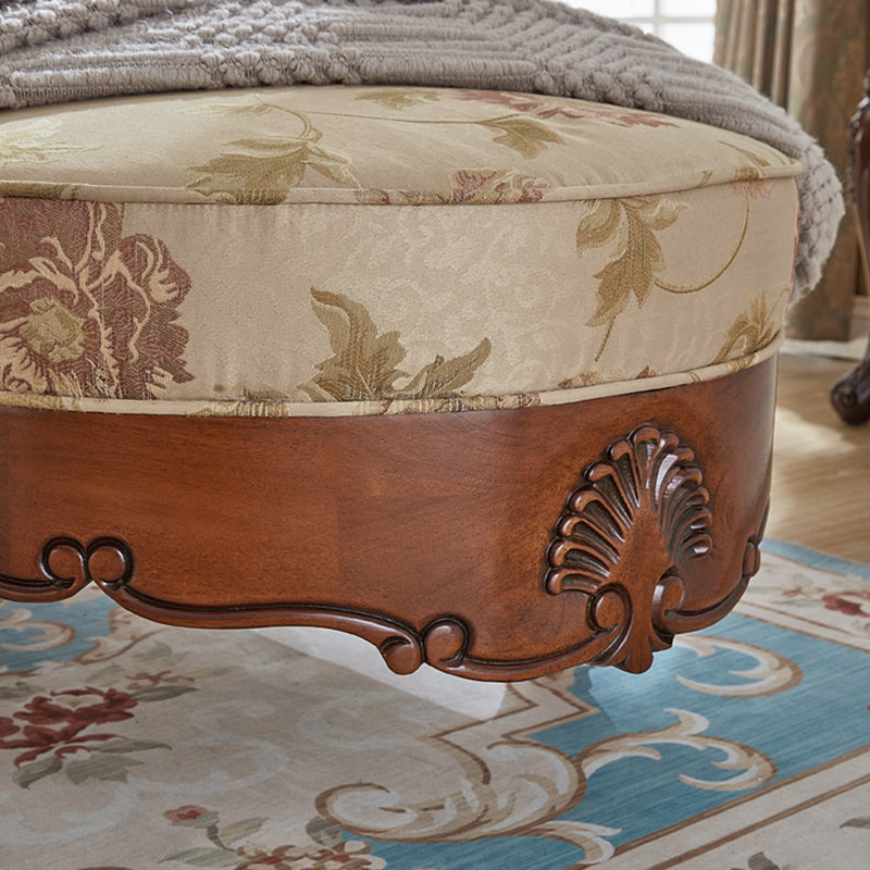 Living Room Chaise Rolled Arms Traditional Chaise Lounge with Cotton Upholster