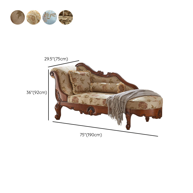 Living Room Chaise Rolled Arms Traditional Chaise Lounge with Cotton Upholster