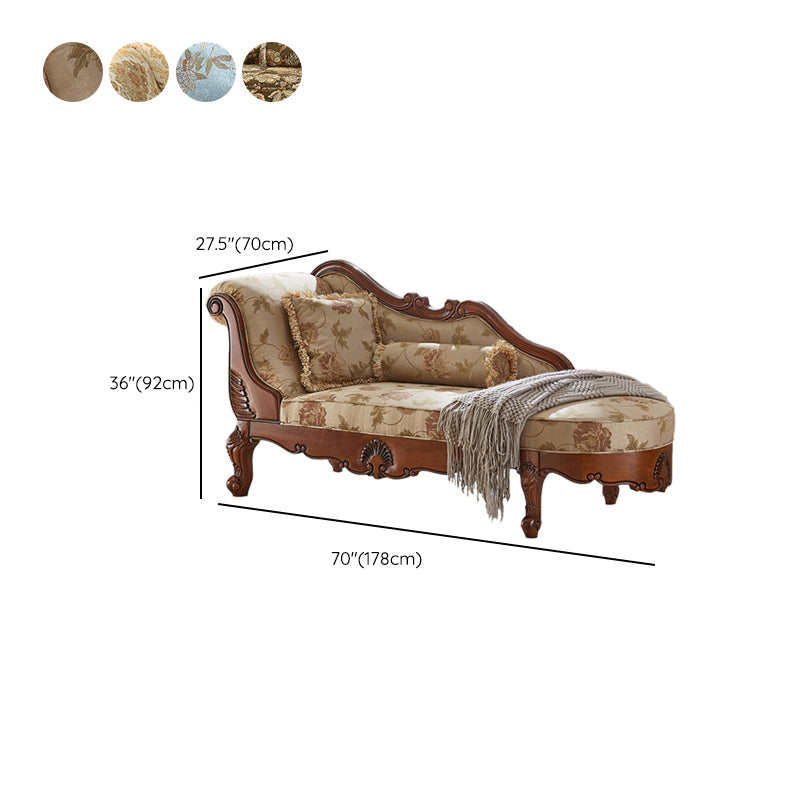 Living Room Chaise Rolled Arms Traditional Chaise Lounge with Cotton Upholster