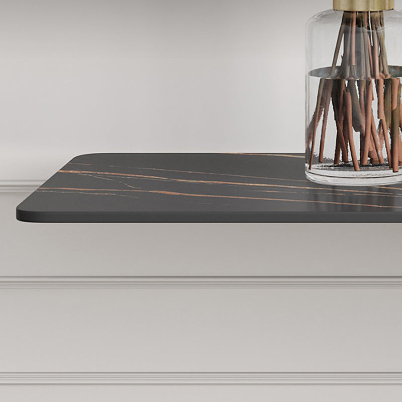 Modern Rectangular Console Table Stone Console Sofa Table in Gold and Black